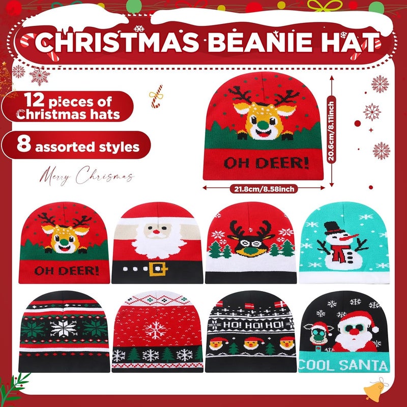 Breathffy Christmas Beanie for Kids Adults Winter Knitted Hats Santa Snowman Elk Unisex Caps for Christmas - Image 2